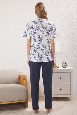 Trendyolmilla Cok Renkli Pamuklu Cicekli Cep Detayl? Orme Pijama Tak?m? THMSS25PT00384  фото 4