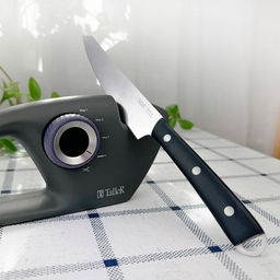 Точилка для ножей Дартфорд 25,7х9,6х5,3см, пластмассовый корпус, темно-серый, прорезиненная поворотная ручка переключения, силиконовые противоскользящие протекторы, ручка фиолетового цвета, цветная коробка, TalleR - Домашняя мода фото 4