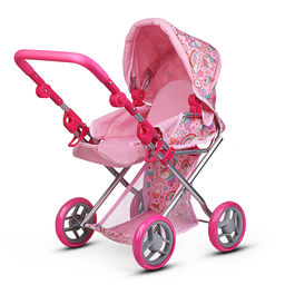 Коляска для кукол, металлическая, складная, с сумкой-переноской, корзиной и складным козырьком