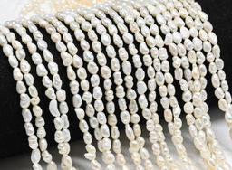 Бусины жемчуг овал 3*5мм цвет белый, 33см, 63 бусины Радуга камня