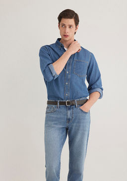 Jayden Classic Denim Indigo Mavisi Jean Gomlek