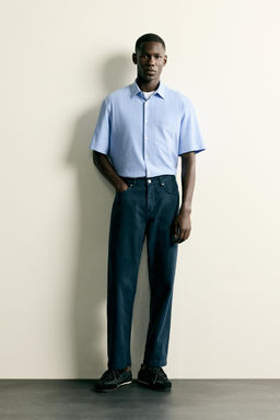 CAMISA REGULAR FIT CONFORT / Blanco / Marino