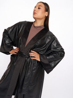 Плащ кожаный TKA05221BLK01