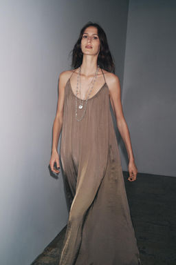 ZW COLLECTION LONG SATIN DRESS - Zara фото 10