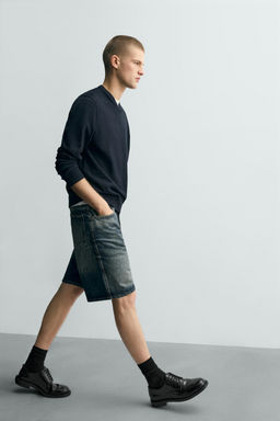 BERMUDA DENIM STRAIGHT FIT / Azul / Verde - Zara фото 6