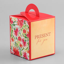 Цена за 5 шт. Коробка для 1 капкейка, Презент, 9.2?9.2?11.1 см