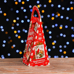 Цена за 5 шт. Коробка подарочная складная Новогодица красный 10/20 х 10 х 23 см - Simaland фото 4