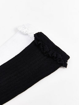 Dantel Detayl? K?z ?ocuk Diz Alt? ?orap 2li - Waikiki фото 3