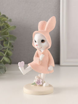 Фигурка полистоун Зайка в вязаном розовом платьице, сердечко на лапе, 8?5.5?14.5 см