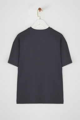 Trendyolmilla Antrasit %100 Pamuk Oversize/Genis Kal?p Bask?l? Orme T-Shirt TWOSS25TS00075  фото 6
