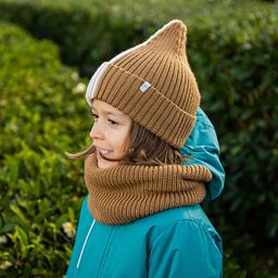 Шапка свечка из смесовой шерсти однослойная с отворотом "Шоколадный пломбир"