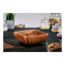 Миска квадратная деревянная большая Walmer Organic, 20х20 см, цвет темное дерево