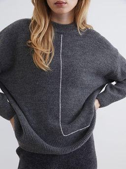 Bisiklet Yaka Oversize Kad?n Triko Kazak