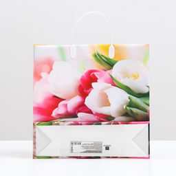 Цена за 10 шт. Пакет Нежные тюльпаны, мягкий пластик, 30?30 см, 120 мкм