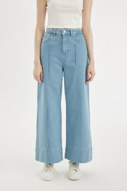 K?sa Genis Paca Yuksek Bel Bilek Boy Jean Y?kamal? Pantolon