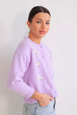 Martichelli Кардиган лавандовый с белыми цветочками фото 3
