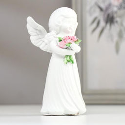 Фигурка полистоун «Белоснежный ангел-девочка с охапкой роз», 11.5×7.5×7 см, МИКС