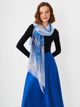 Большой, мягкий, тонкий и очень нежный двусторонний палантин с рисунком в стиле арт-деко - Tantino фото 5