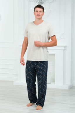 Брюки домашние мужские из кулирки темно-серый макси