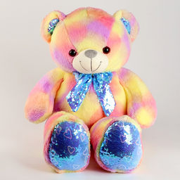Мягкая игрушка Мишка, с паетками, 80 см, жёлтая