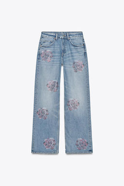TRF SLOUCHY RHINESTONE MID-WAIST JEANS - Zara фото 4