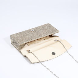 Сумка-клатч на клапане, длинная цепь, цвет золотистый - Simaland фото 5