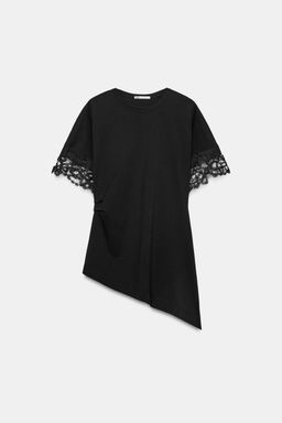 CAMISETA ASIM?TRICA ENCAJE / Negro - Zara фото 7