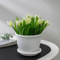 Цена за 2 шт. Горшок для цветов с поддоном Альтернатива «Афина», 500 мл, пластиковый, белый