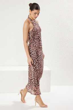 Mavi Soyut Bodycone/Vucuda Oturan Halter Yaka Maxi Orme Elbise TWOSS25EL00085 - Trendyolmilla фото 8