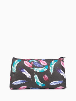 Косметичка-пенал на молнии, плоская, маленькая, с рисунком, чёрная/разноцветная
