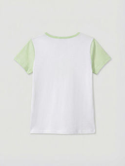 Bisiklet Yaka Bask?l? K?z ?ocuk Ti??rt