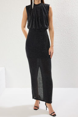 TRENDYOLMILLA Siyah Simli Orme S?k Uzun Abiye & Mezuniyet Elbise TPRSS25AE00101  фото 3