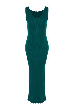 Yesil Midi Triko Uzun Kazak-Elbise Tak?m TWOAW25EL00060