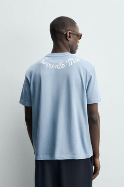 CAMISETA TEXTO SORRENTO / Azul claro - Zara фото 3