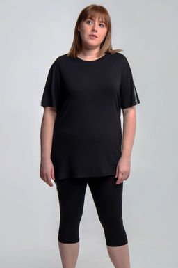 Арт. 5626 Костюм с велосипедками  50-58 (5 шт) Цвет:верх-черный,низ-черный