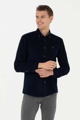 Мужская темно-синяя рубашка с длинным рукавом - U.s. polo assn фото 2