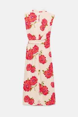 VESTIDO MIDI ESTAMPADO FLORAL CINTUR?N / Crudo / Rojo - Zara фото 10