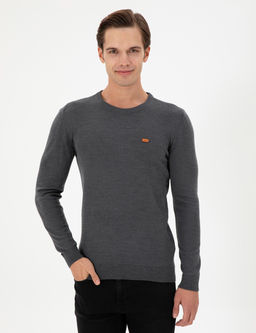 Erkek Slim Fit Bisiklet Yaka Antrasit Melanj Kazak - U.s. polo assn фото 3