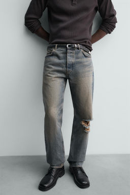 JEANS STRAIGHT FIT ROTOS / Azul tinta - Zara фото 5