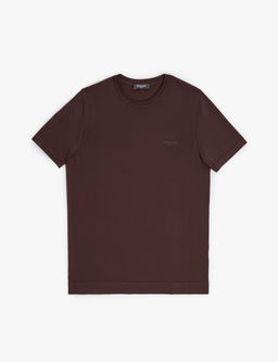 Koyu Kahverengi Slim Fit Bisiklet Yaka Triko Ti__rt