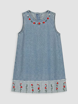 ?i?ek Nak??l? K?z ?ocuk Jean Elbise