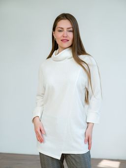 Пуловер трикотажный удлиненный белый - Odis фото 4