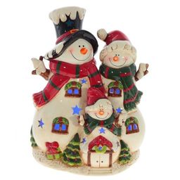 Фигурка декоративная "Снеговики" с подсветкой, 2 режима (цвет и жёлт), L24 W17 H31 см