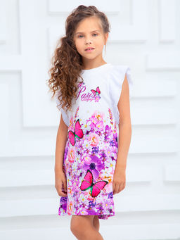 Платье "Рене", белый/сиреневый