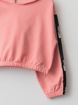 Kap??onlu Slogan Yaz? Bask?l? Uzun Kollu K?z ?ocuk Sweatshirt - Waikiki фото 3