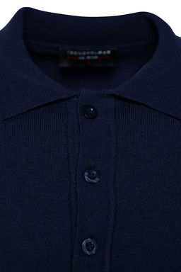 Lacivert Erkek Regular Polo Yaka Duz Triko Kazak TMNAW24KZ00067