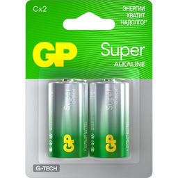 Батарейка алкалиновая GP Super Alkaline, C, LR14-2BL, 1.5 В, блистер, 2 шт.