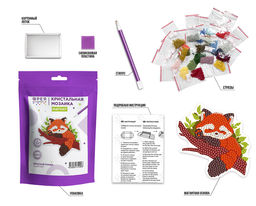 Кристальная (алмазная) мозаика ФРЕЯ ALVM-107 магнит Красная панда 11.5 х 9.5 см