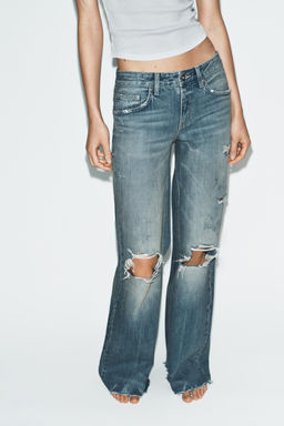 JEANS TRF FLARE ROTOS TIRO MEDIO / Azul - Zara фото 2