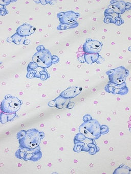 Фланель Плюшевые медвежата, ш.0.95м, хлопок-100%, 170гр/м.кв